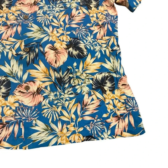 Tommy Bahama Uluru Fronds Silk Camp Shirt Picasso Blue Floral Button-Down XL Men - Picture 4 of 10